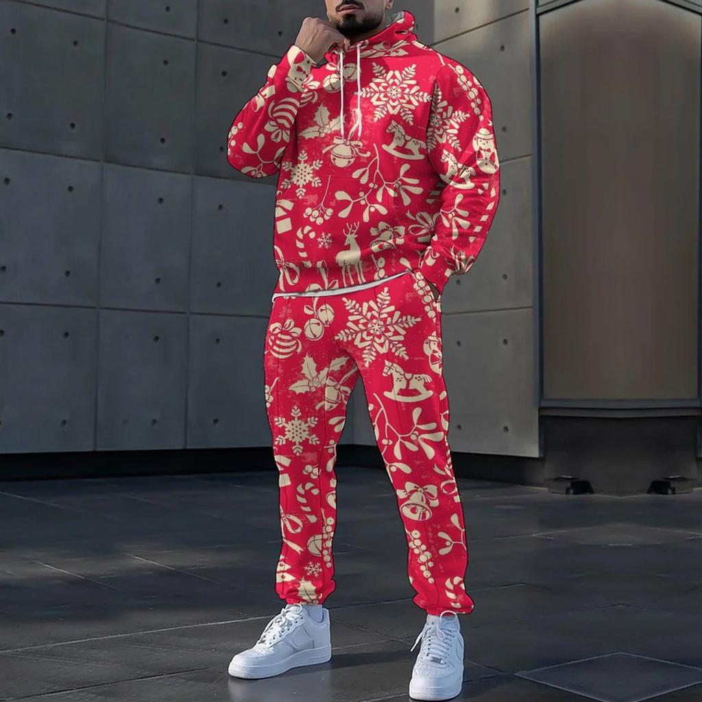 Christmas 3D Print Autumn Hoodies Pants Set Men's Sweatshirts Sweatpants Street Sportwear Two Piece Suits Tracksuit Man Clothing