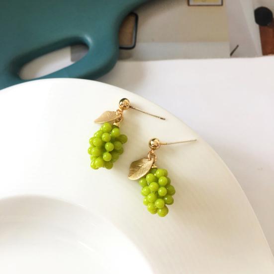 1 Pair Ear Studs Grape Japan Korean Style Jewelry Green Fruit Stud Earrings Jewelry