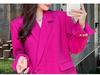 Women's Large Rose Red Suit Jacket, Medium-Long Casual Blazer for Spring and Autumn [0120]