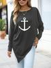 Women's Oversize Long-Sleeve Fashion Printed Logn Sleeve Top Spring/Fall Asymmetrical Hem T-Shirt