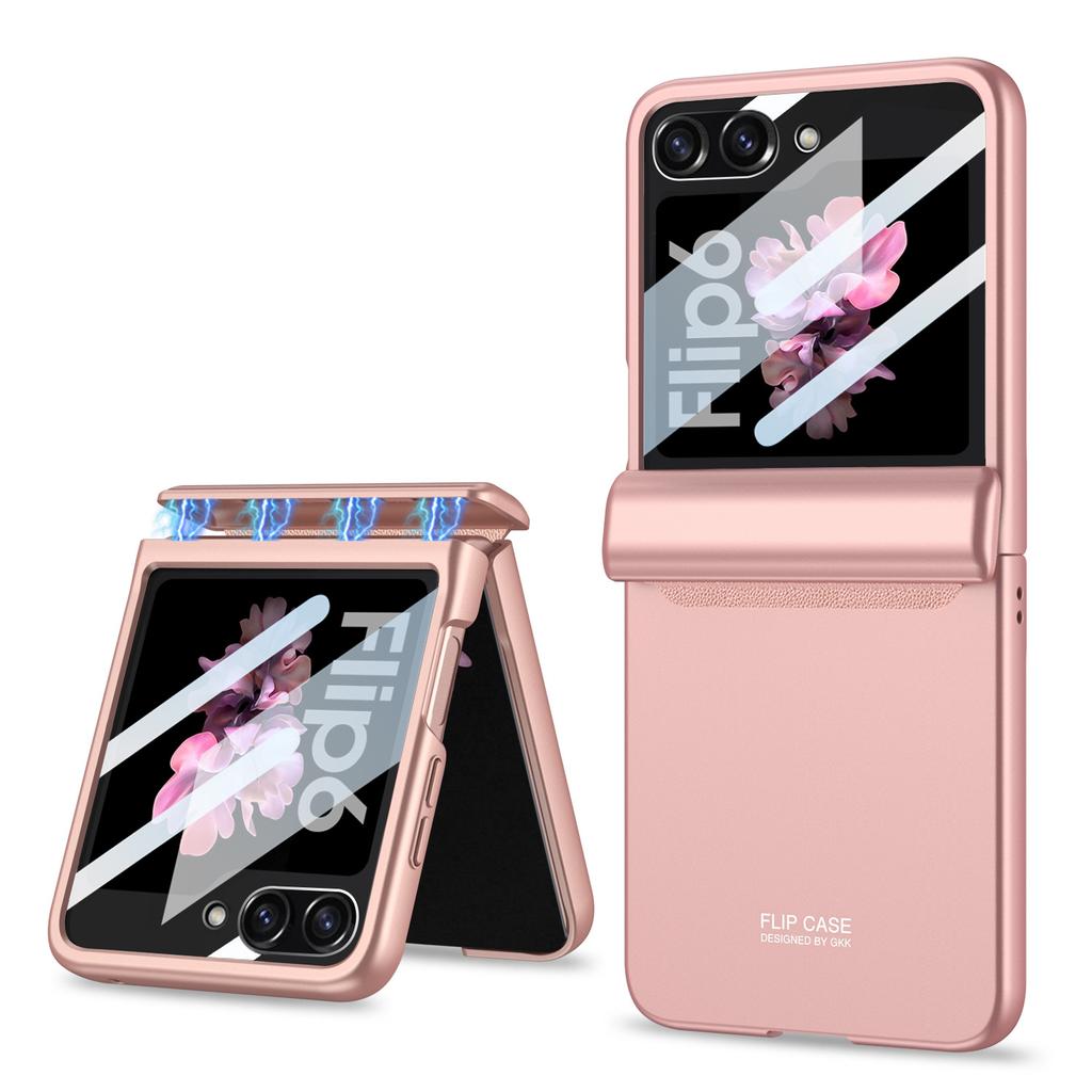 Samsung Folding Zflip6 Mobile Phone Case Anti Fall Magnetic Suction Folding Large Window Fashionable Matte All Inclusive Protective Case