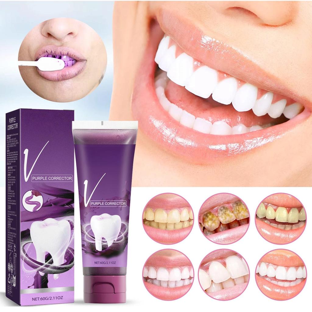 V34 Purple Toothpaste Gently Clean Teeth Tartar Tooth Stains Mouth Odor Fresh Teeth Protection