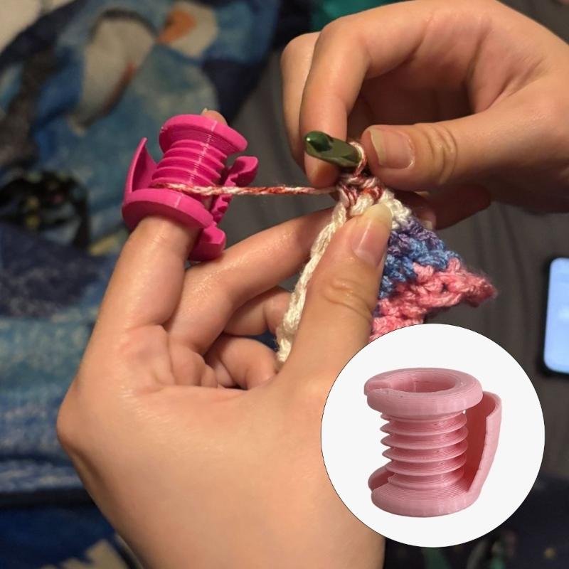 Easy to Wear Crochet Finger Protectors Plastic Elastic Comfortable for Yarn Work with Reinforced Bottom
