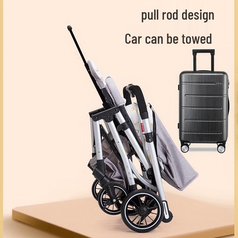 Lightweight Two-Way High Landscape Baby Stroller: Sit & Recline, One-Button Foldable Children's Pushchair.