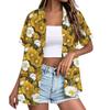 Women's Casual Short Sleeve Button Down Shirt Hawaiian Print Open Front Collar Blouse Lightweight Summer Top