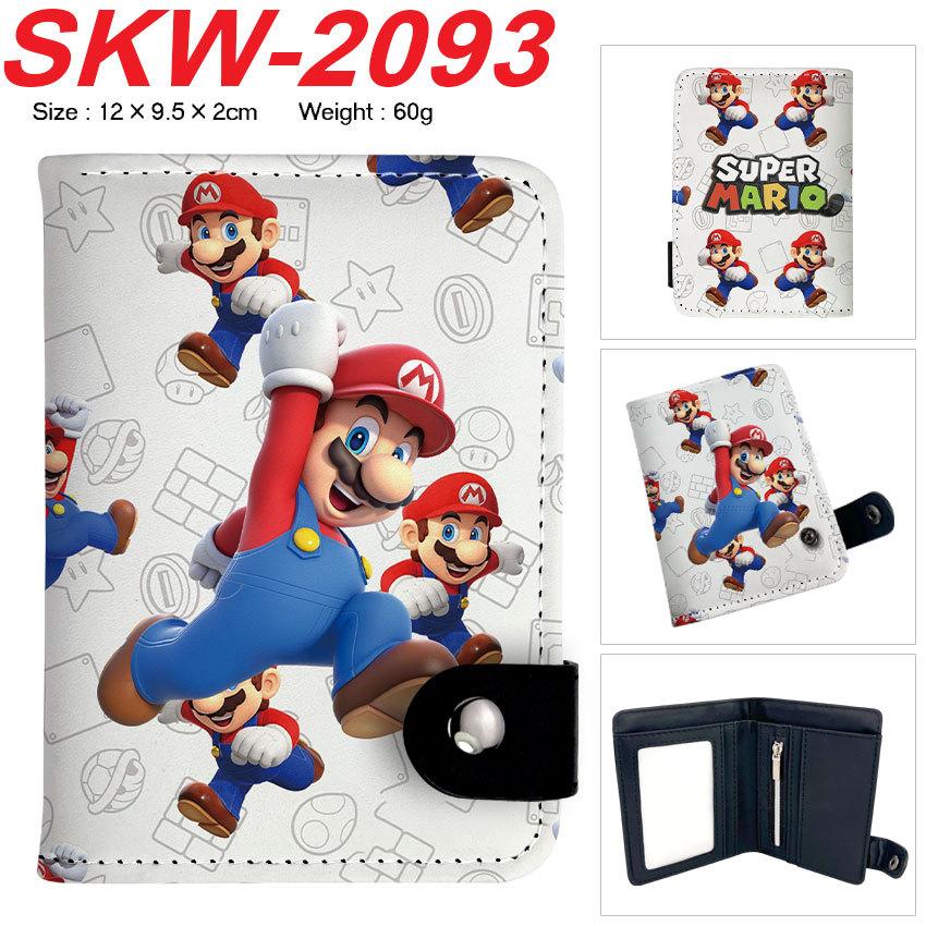 Super Mario Bros Wallet Snap Button Coin Purse Vertical Cartoon Plumber Double Layer Card Holder for Kids