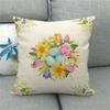 Easter Cushion Cover Cute Bunny Eggs Printed Pillow Covers 18x18 Inches Easter Decorations Hare Rabbit Flower Linen Pillowcase