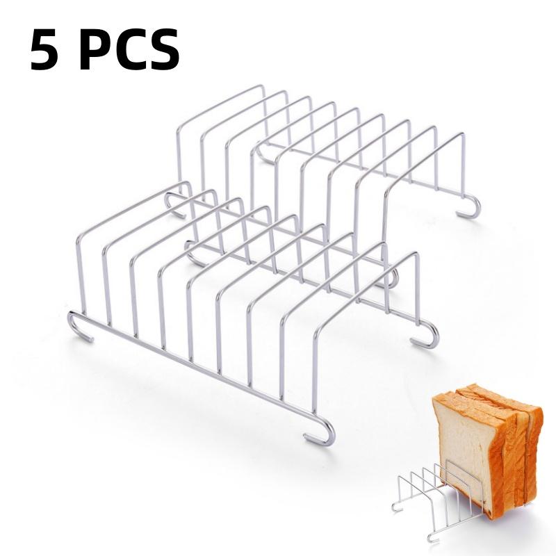 1/2/3 PCs Stainless Steel Toast Rack 8-Slot Bread Holder Air Fryer Accessories Food Display Tool for Kitchen
