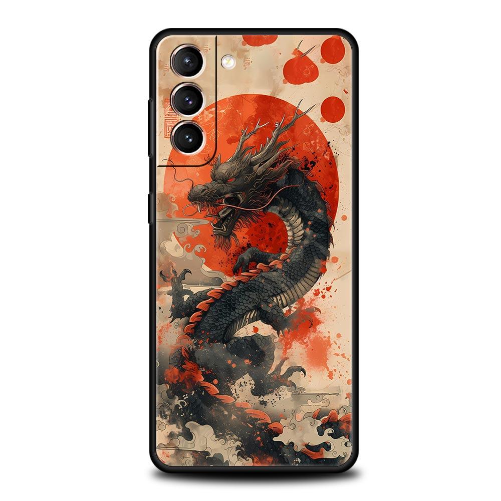 Phone Case For Samsung Galaxy S24 S23 S22 Ultra S20 S21 FE 5G S10 S9 Plus S10E S8 S7 Edge Cover Illusory Color Chinese Dragon