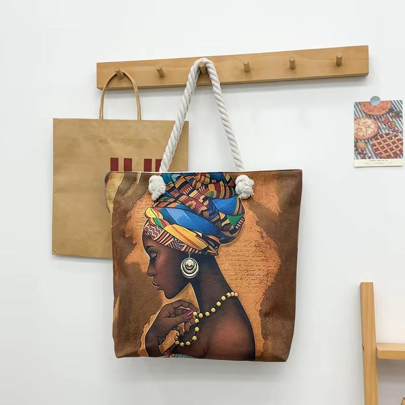 Цветная иллюстрация узора ручной работы мультфильм льняная холщовая сумка большая вместимость сумки тоут боковые сумки для женщин многоразовая сумка для покупок