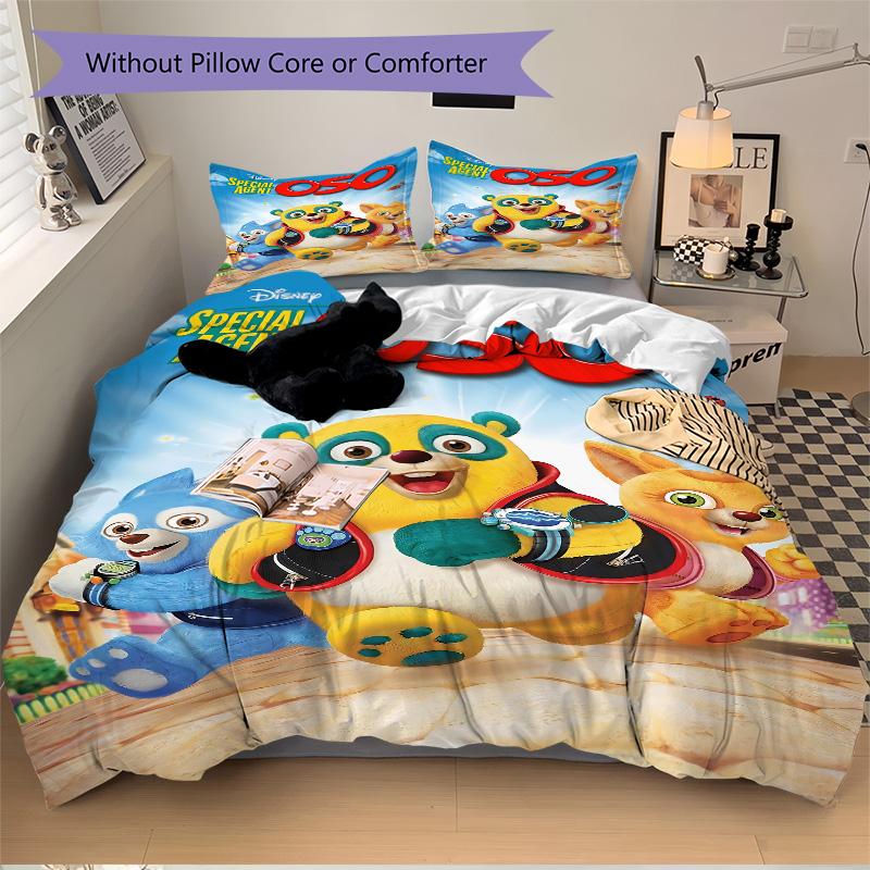 Special Agent Panda Print 3Pcs Bedding Set,Duvet Cover with 2 Bedro,Pillowcase Home Birthday Gift