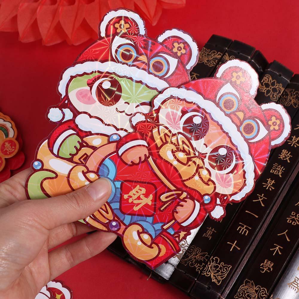 6pcs Traditional 2025 Snake Year Red Envelopes Laser Good Lucky Red Packets  Wedding Birthday