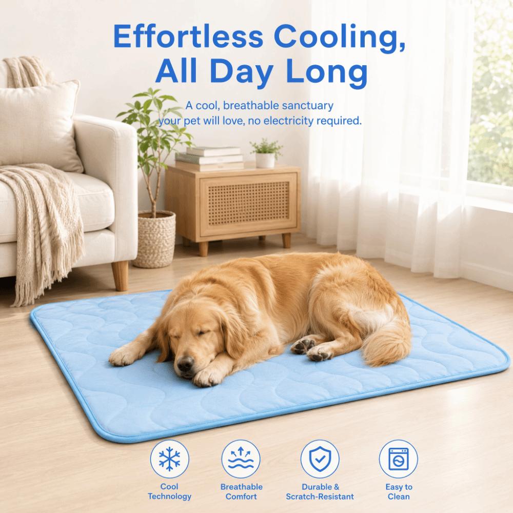 Tapis de Refroidissement pour Chat Chien en Soie Glacée Respirant Coussin de Couchage Durable Tapis de Glace Couvertures Fourniture pour Animaux