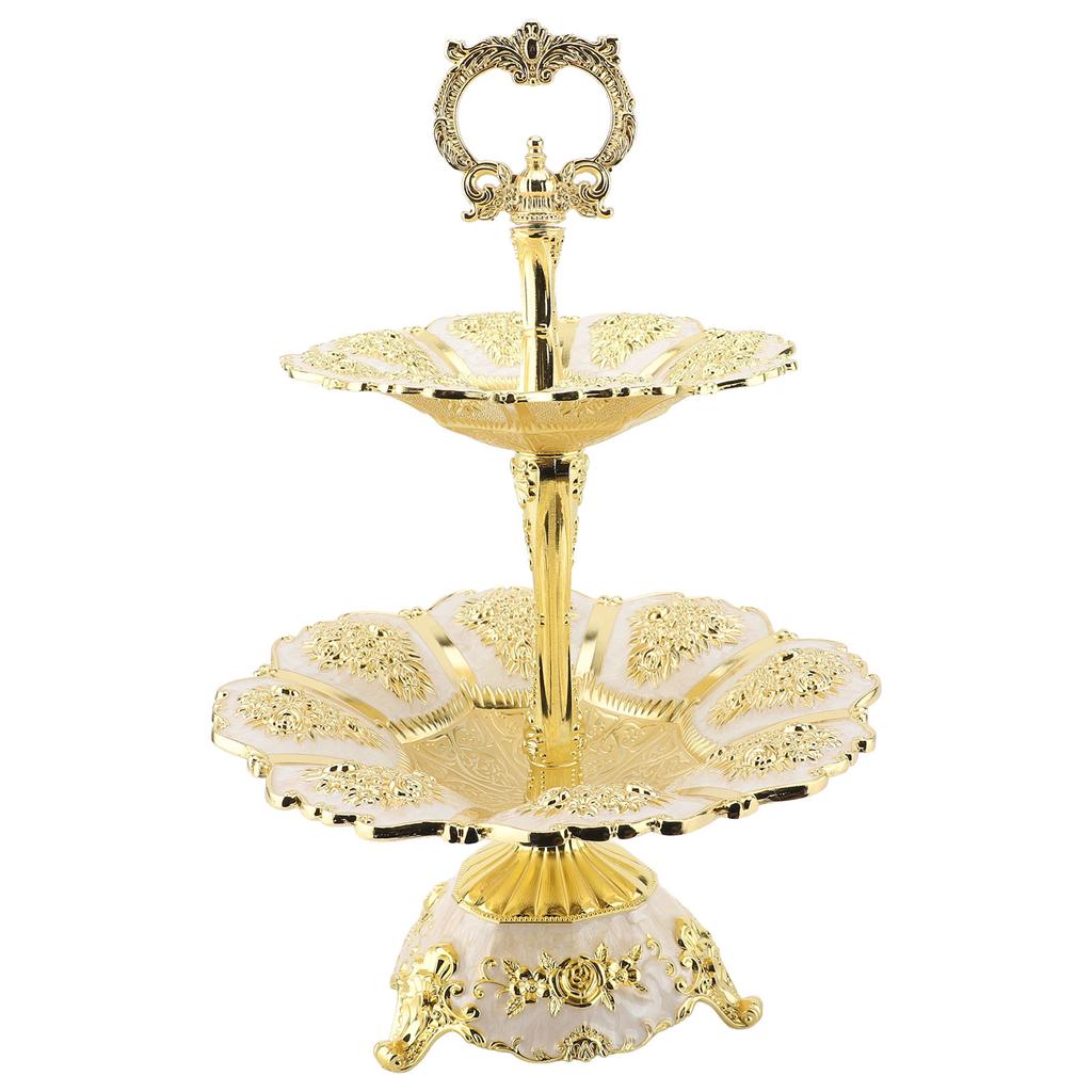 Cup Cake Tower Stand 2 Tier Alloy Elegant Tiered Cake Display Holder Serving Tray