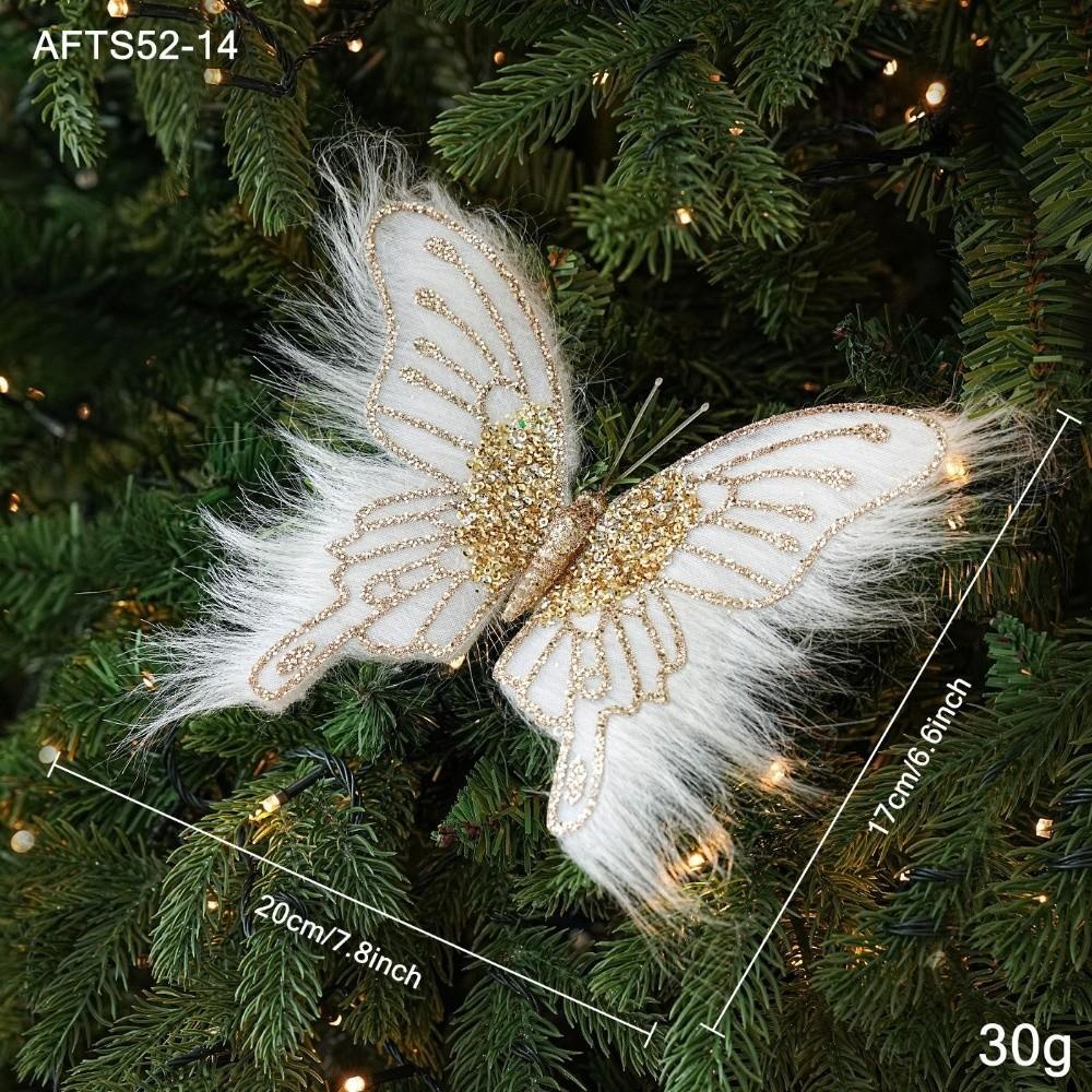 Sequin Bead Butterfly Ornament Fluff Hair Xmas Hanger New Party Decor  Holiday Event