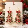 Women Fashion Earrings Christmas 2D Acrylic Earrings Colorful Tree Dangle with Bow Holiday Jewelry Decor Lightweight Drop Jewelry Decorations