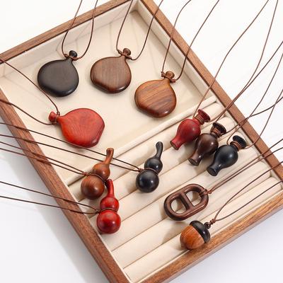 Accessories Retro Wooden Gourd Pendant Long Necklace Women'S Simple Versatile Sweater Chain