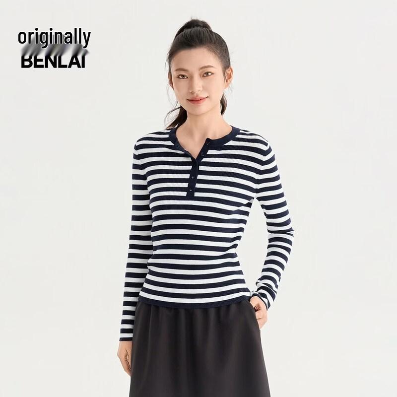 

Women s Striped Slim-Fit Round Neck Knitted Sweater S
