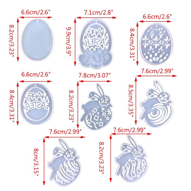 Diy Easter Egg Bunny for Key Pendant Decorative Silicone Mold Easter Day Series Charms Resin Casting Mold for Home Decor