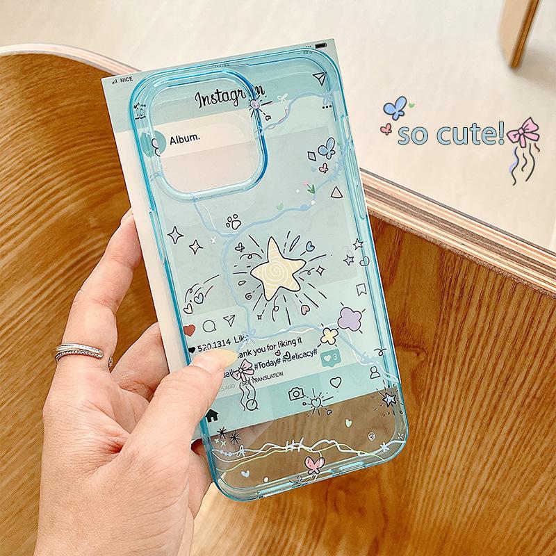 

Summer Blue Graffiti Stars Suitable for Mobile Phone Case Apple 16promax15 Mobile Phone Case IPhone 14 Protective Case Apple 15PROMAX
