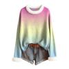 Women's Fashion Print Wool-Collar Sweater Casual Long-Sleeve Knit Pullover Top