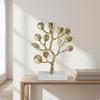 Tree Branch Candlestick Toned Candle Holder with Marble Base Shiny Decor for Living Room, Entryway,