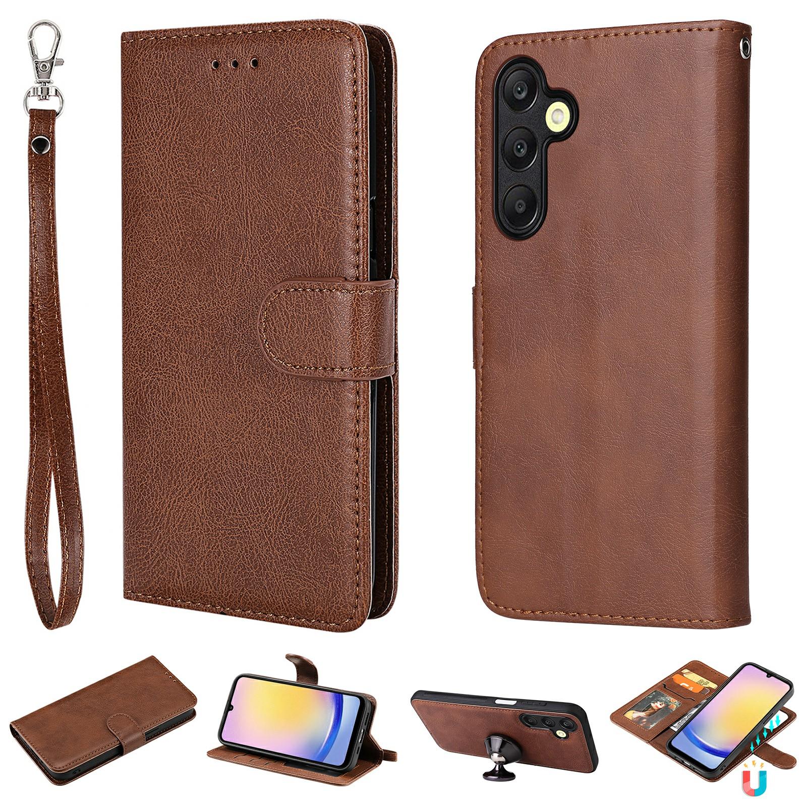 

Для Samsung Galaxy A25 5G (Глобальный) (161,0 х 76,5 х 8,3 мм) Чехол 2 в 1 Съемный Магнитный Кожаный Кошелек Мобильная Накладка с Ремешком Brown