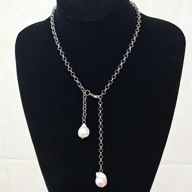 Women Fashion Simple Personalized Necklace Baroque Pearl Pendent Necklace New Design Jewelry Gift