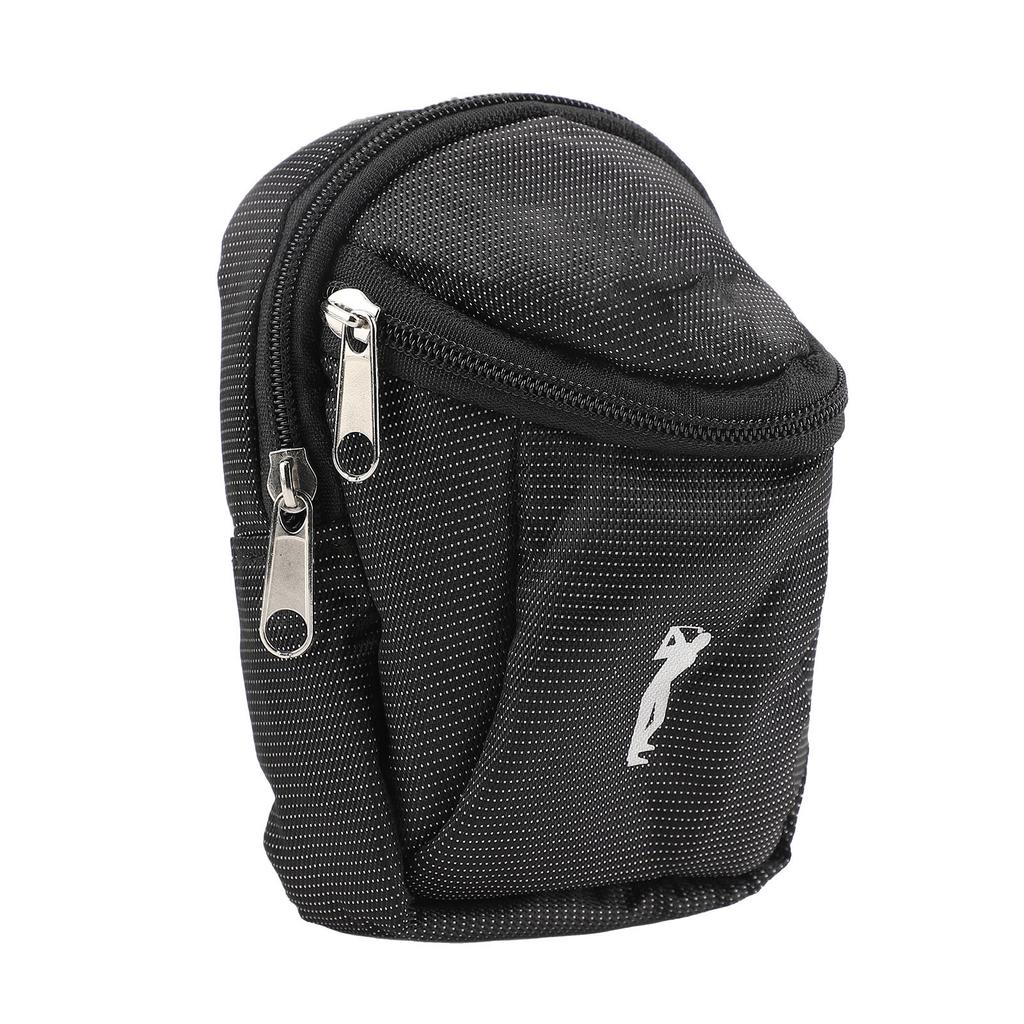 Portable Golf Ball Mini Bag Nylon Small Golf Waist Bag for Golfers Outdoor Sports Black