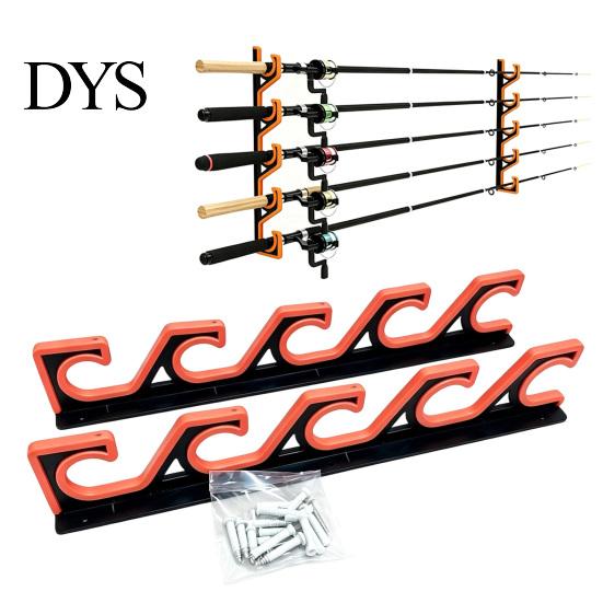 Garage Rod Storage Solutions 2Pcs Wall Mount Fishing Holder, 5 Pole Display Mounted Rack for Shed, Horizontal Organizer Stand Heavy Duty