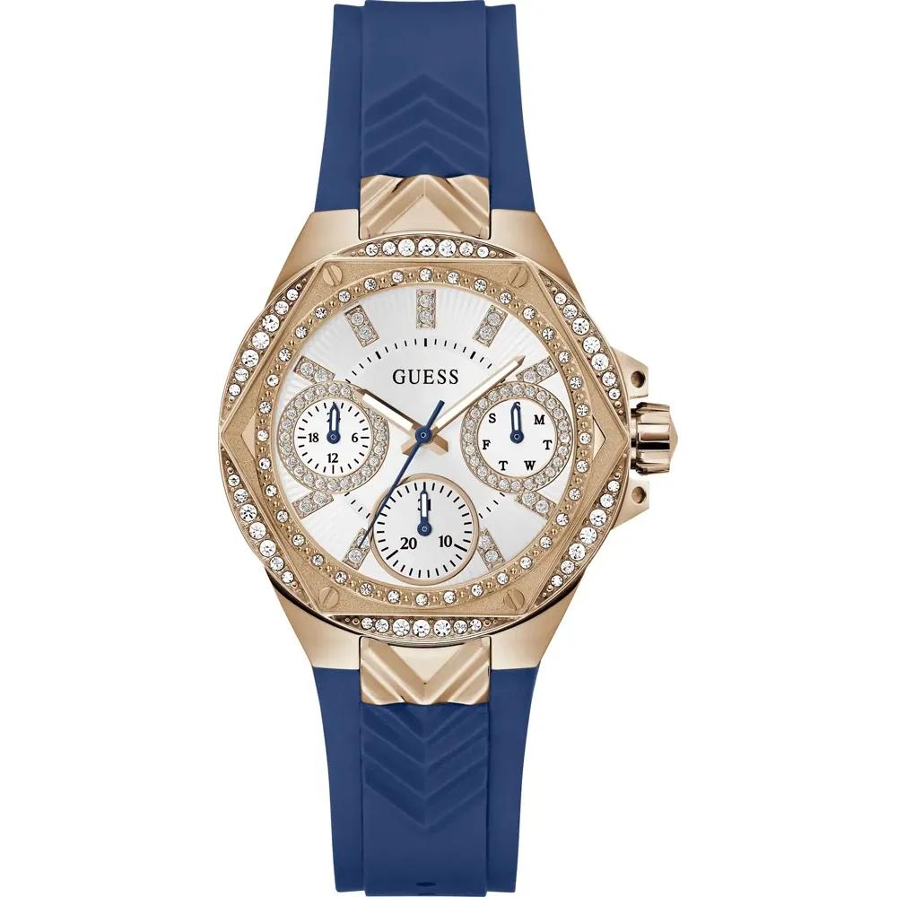 GUESS Sport Rose Gold Stainless Steel & Blue Silicone Ladies Quartz Watch GW0774L3 серебряный
