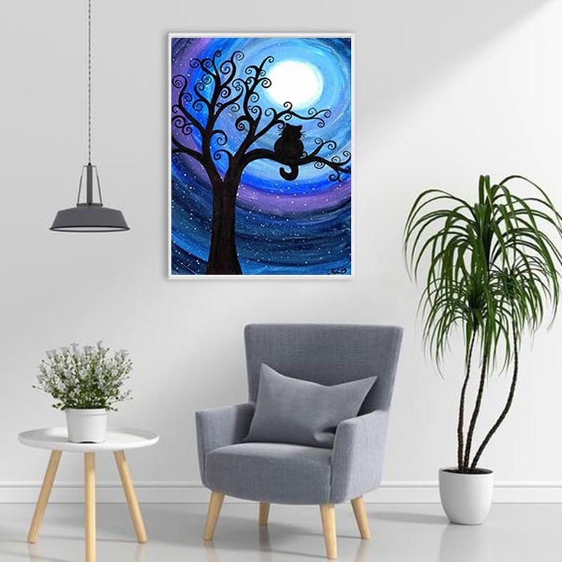 Diy 5D pictură cu diamante peisaj copac broderie cu diamant complet rotund rășină peisaj stras mozaic flori decor acasă