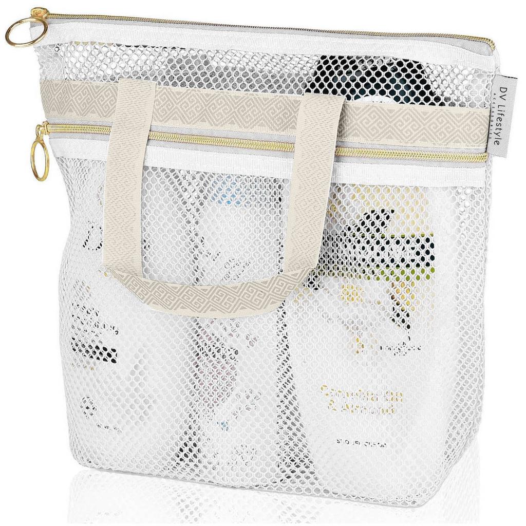 Portable Travel Makeup Bag Transparent Mesh Storage Washing Bag Toiletries Organizer Pouch Portable Bath Shower Storage Bag