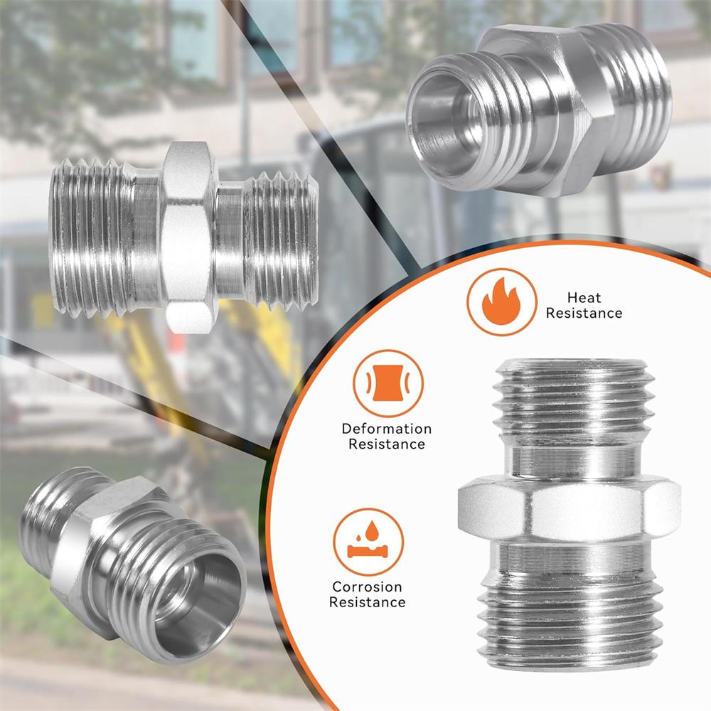 4 Pcs M14 to M16 Carbon Steel Fittings Adapters 115757 Hydraulic Attachment Fittings Converter for Mini Excavators