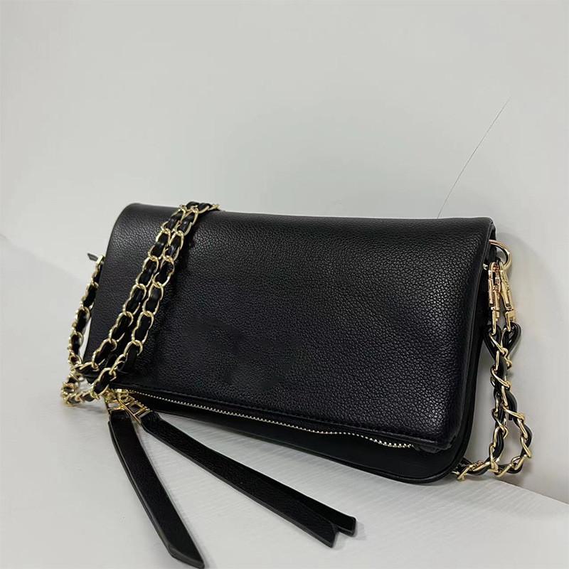 Solid Color Crossbody Bag With Chain And Foldable Design For Women