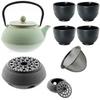 CAST IRON KETTLE 0.8L TEA POT WITH TEA INFILTER + 4x CUPS WARMER