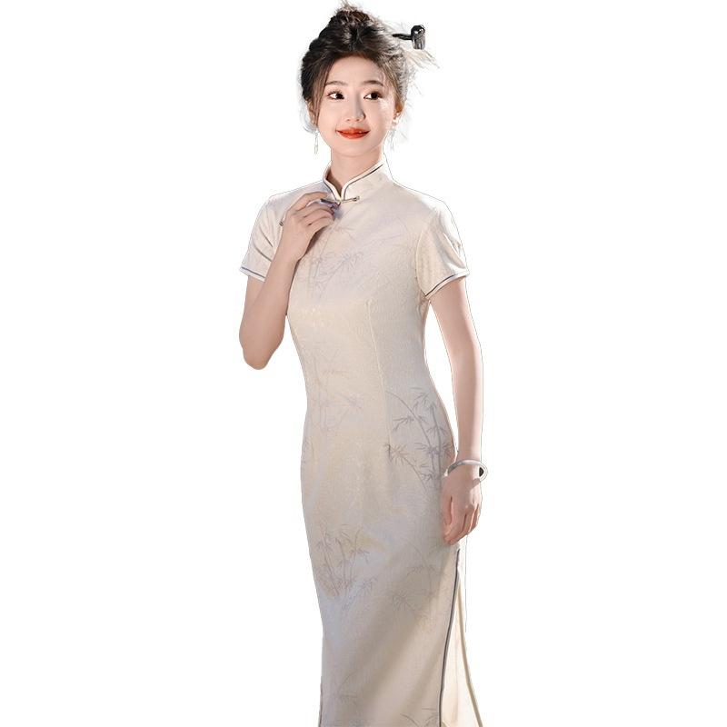 French women's cheongsam 1011 new summer young girl new Chinese silk and linen improved daily can wear noble