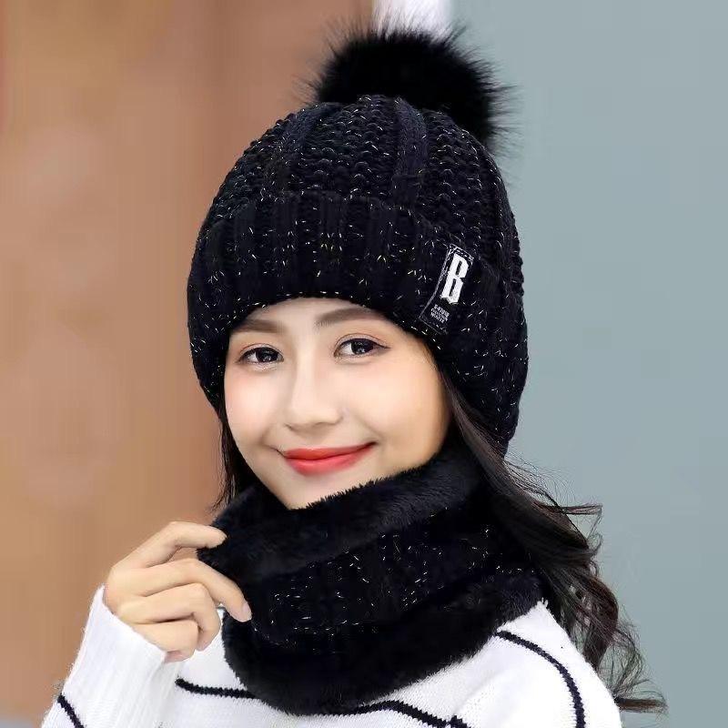 New Autumn and Winter Fleece Thickened Ear Protector Wool Hat Women's Cycling Cold Winter Knitted Cotton Hat Trend