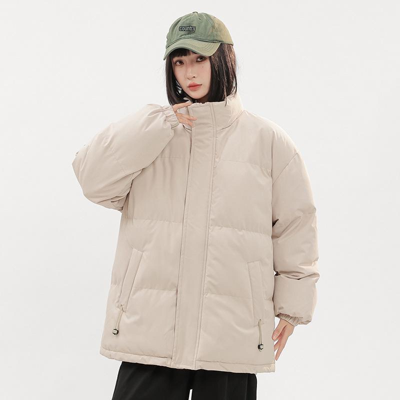 Men's Winter Stand Collar Cotton Padded Jacket - Casual Solid Color Warm Outerwear.