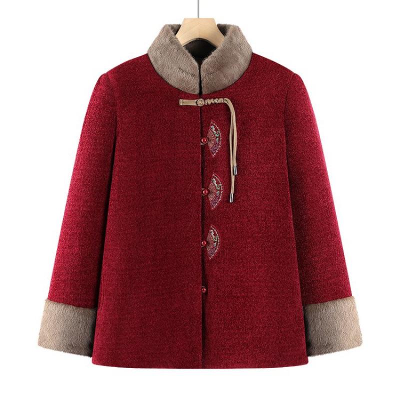 Winter Cotton-padded Clothes with Velvet To Keep Warm, Festive Wife Cotton-padded Jacket, Old Coat Thick