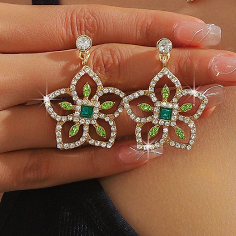 Crystal Flower Jewelry Set Exquisite Necklace Earrings Set Rhinestone Necklaces Earrings  Banquet