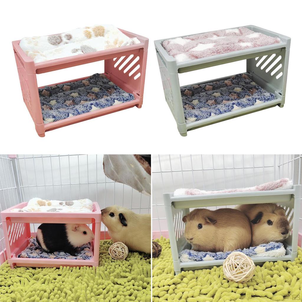 Bed House, with Sleeping Mat Bunny Hideout Hut, Winter Warm Pet Shelter for Cage Accessories Hamster