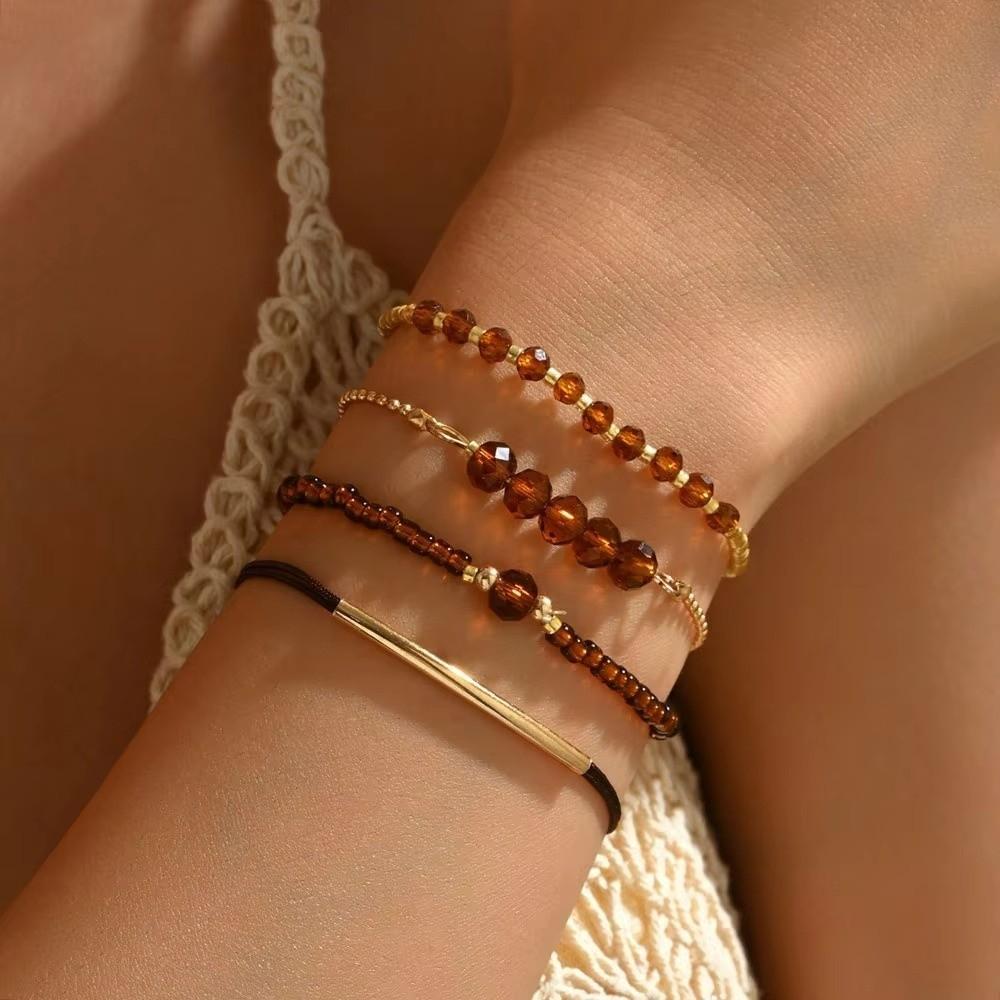New Boho Beaded Bracelet Colorful Handmade Bohemian Wrist Chain Rice Bead Decor Multi Layer Stacked Bangle Hand Jewelry