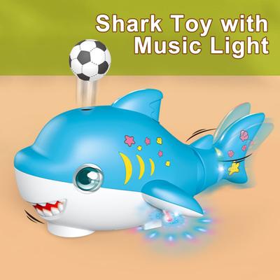 Müzikli Işıklı Sallanan Kuyruklu Yürüyen Köpekbalığı Oyuncak Elektrikli Üfleme Topu Köpekbalığı Oyuncak Eğitici Deniz Hayvanı Sürünen Oyuncak Yeni Yürümeye Başlayanlar Erkek Çocuk Kız Çocuk Hediye