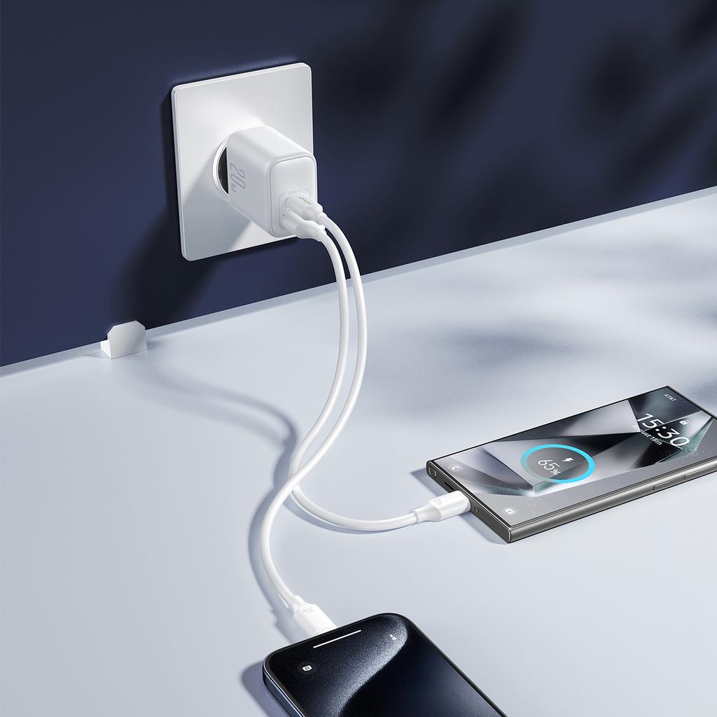 USB-C USB-A 20W PD QC 3.0 Wall Charger - White