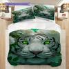 White Tiger Pattern Bedding Quilt Set Quilt Cover Pillowcase Home Decoration Birthday Gift (1 * Duvet Cover + 2 * Pillowcase, Without Core)