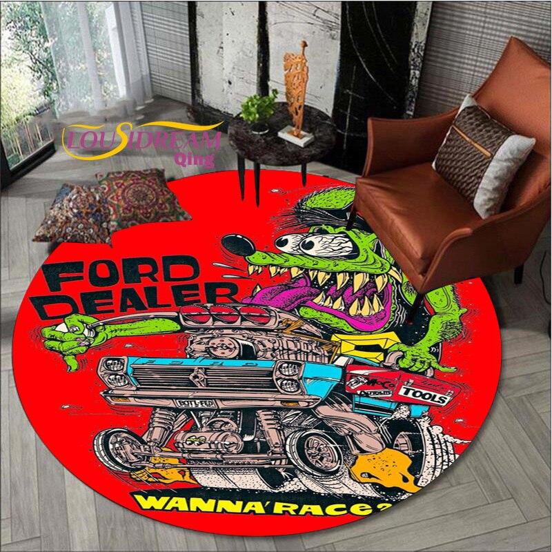 Carpet Retro Round Carpet Living Room Bedroom Skull Design Men's Gift