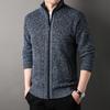 Men's Stand Up Collar Knit Sweater Autumn Spring Cardigan Tops Korean Slim Solid Color Sweatercoat Jacket