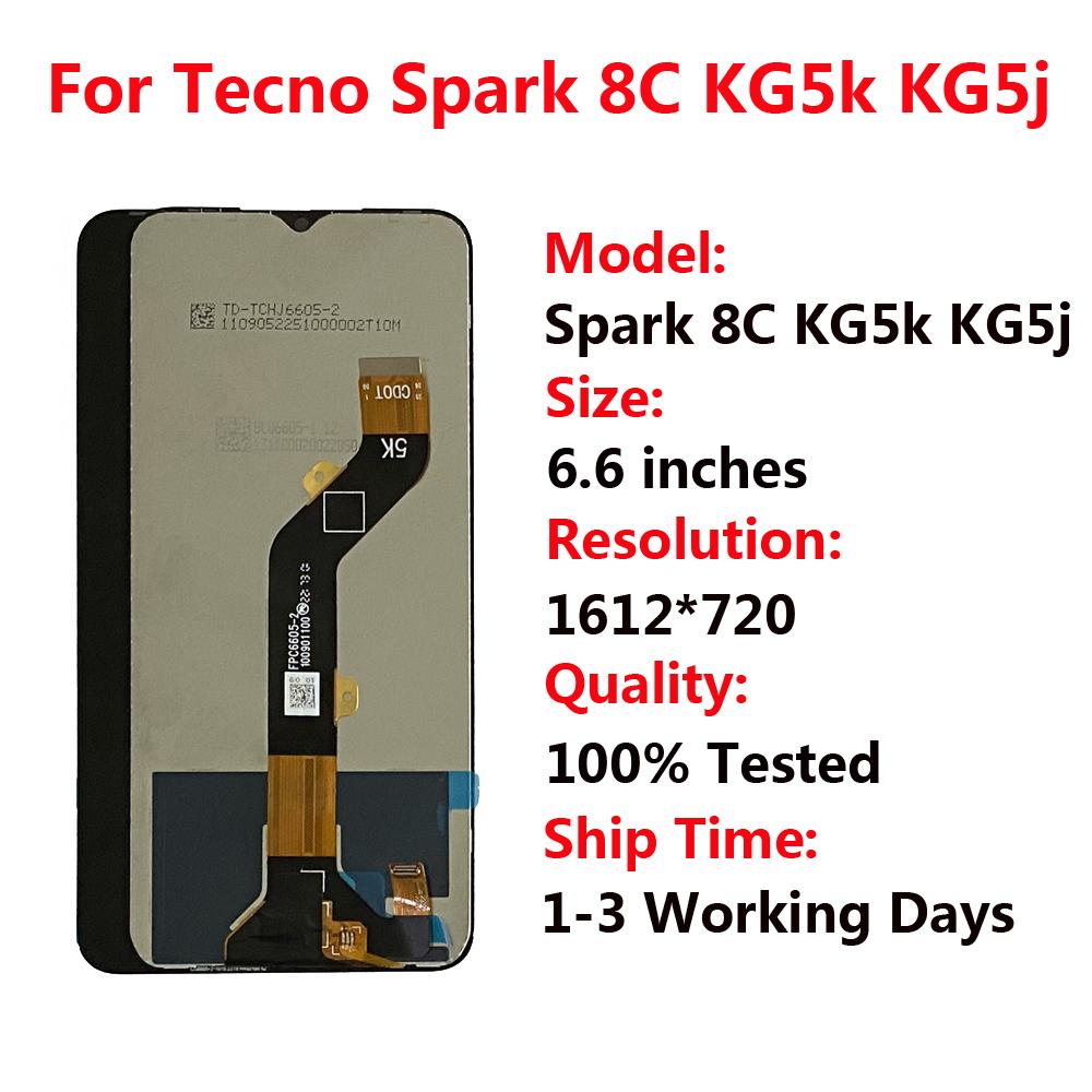 

LCD Screen and Digitizer Full Assembly For Tecno Spark 8C KG5k KG5j KG5n