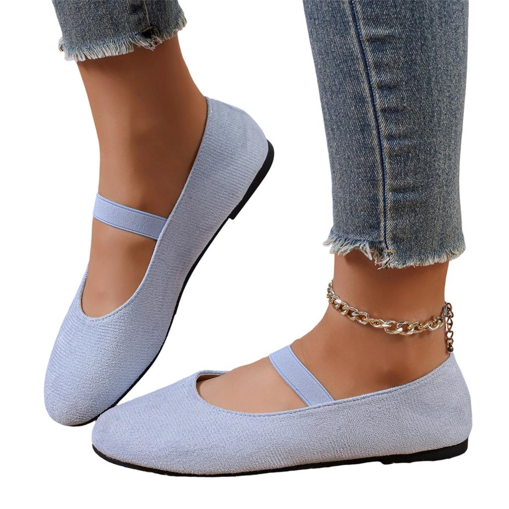 Women's Plus Size Fashion One Strap Round Toe Casual Flats for Everyday Wear